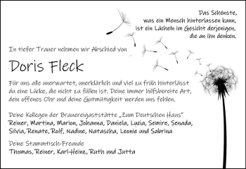 Traueranzeige von Doris Fleck von vrm-trauer