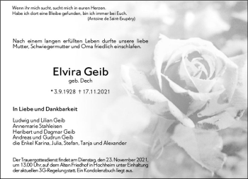 Traueranzeige von Elvira Geib von vrm-trauer