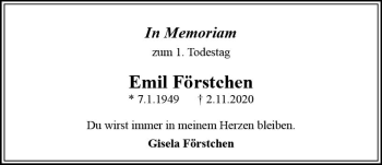 Traueranzeige von Emil Förstchen von vrm-trauer