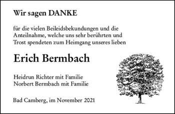 Traueranzeige von Erich Bermbach von  Camberger Anzeiger