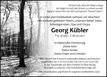 Traueranzeige von Georg Kübler von vrm-trauer