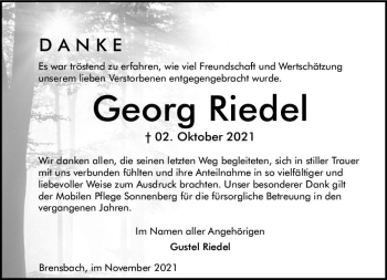 Traueranzeige von Georg Riedel von vrm-trauer