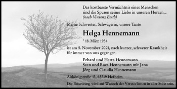 Traueranzeige von Helge Hennemann von vrm-trauer