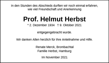 Traueranzeige von Helmut Herbst von vrm-trauer