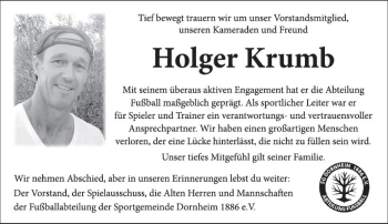 Traueranzeige von Holger Krumb von vrm-trauer
