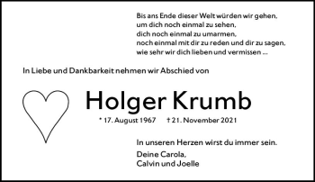 Traueranzeige von Holger Krumb von vrm-trauer
