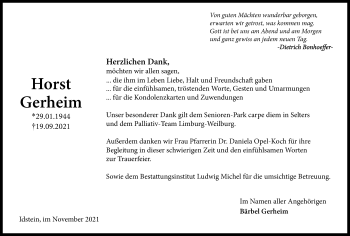 Traueranzeige von Horst Gerheim von vrm-trauer