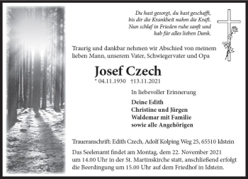 Traueranzeige von Josef Czech von vrm-trauer