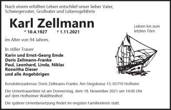 Traueranzeige von Karl Zellmann von vrm-trauer