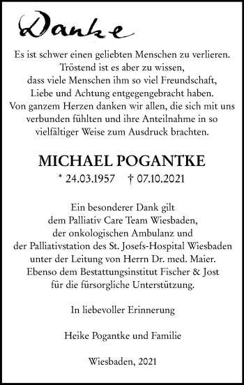 Traueranzeige von Michael Pogantke von vrm-trauer