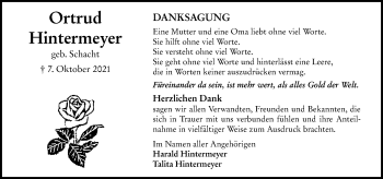 Traueranzeige von Ortrud Hintermeyer von vrm-trauer