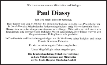 Traueranzeige von Paul Diassy von vrm-trauer