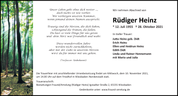 Traueranzeige von Rüdiger Heinz von vrm-trauer
