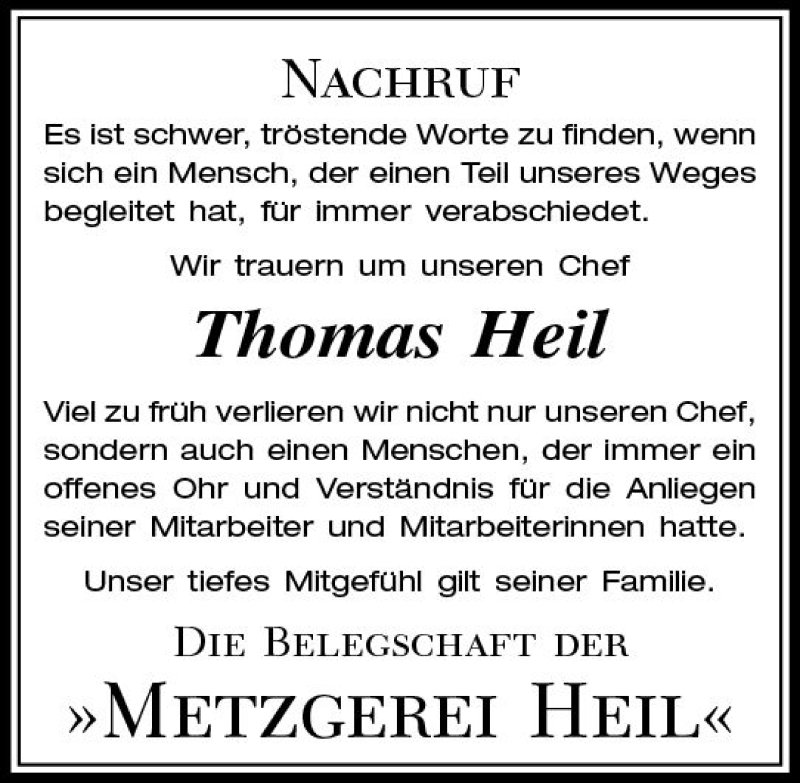  Traueranzeige für Thomas Heil vom 27.11.2021 aus vrm-trauer