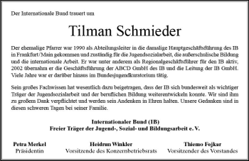 Traueranzeige von Tilman Schmieder von vrm-trauer