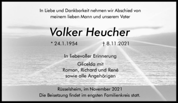 Traueranzeige von Volker Heucher von vrm-trauer