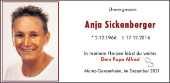 Traueranzeige von Anja Sickenberger von vrm-trauer