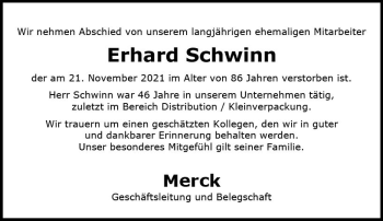Traueranzeige von Erhard Schwinn von vrm-trauer