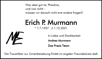Traueranzeige von Erich P. Murmann von vrm-trauer