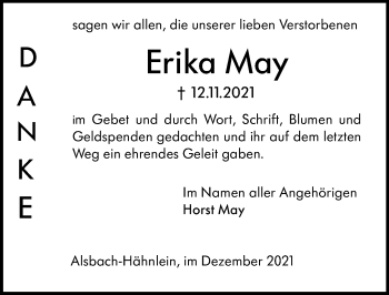 Traueranzeige von Erika May von vrm-trauer