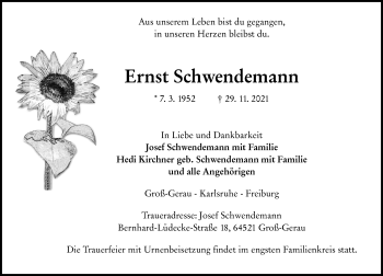 Traueranzeige von Ernst Schwendemann von vrm-trauer