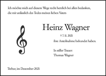Traueranzeige von Heinz Wagner von vrm-trauer