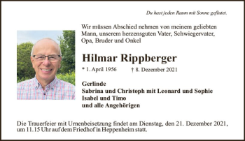Traueranzeige von Hilmar Rippberger von vrm-trauer