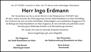 Traueranzeige von Ingo Erdmann von vrm-trauer