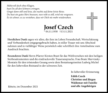 Traueranzeige von Josef Czech von vrm-trauer