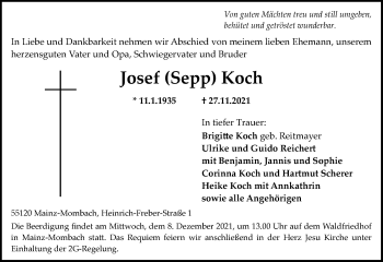 Traueranzeige von Josef Koch von vrm-trauer