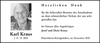 Traueranzeige von Karl Kraus von vrm-trauer