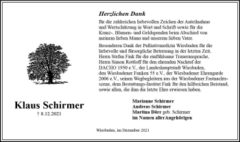 Traueranzeige von Klaus Schirmer von vrm-trauer