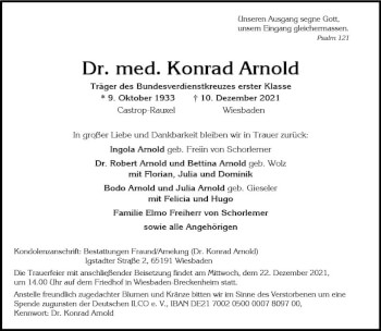 Traueranzeige von Konrad Arnold von vrm-trauer