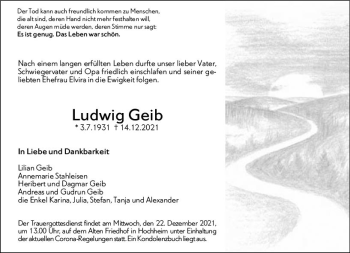 Traueranzeige von Ludwig Geib von vrm-trauer
