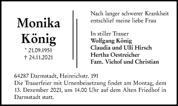 Traueranzeige von Monika König von vrm-trauer