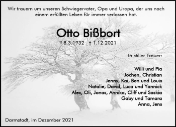 Traueranzeige von Otto Bißbort von vrm-trauer