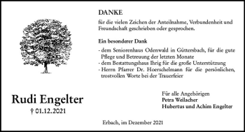 Traueranzeige von Rudi Engelter von vrm-trauer
