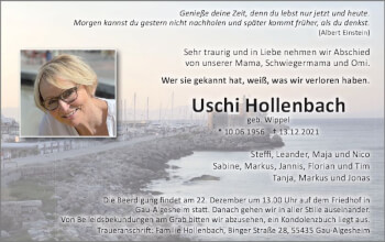 Traueranzeige von Uschi Hollenbach von vrm-trauer