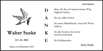 Traueranzeige von Walter Suske von vrm-trauer