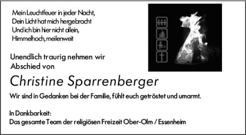  Traueranzeige für Christine Sparrenberger vom 09.02.2021 aus vrm-trauer