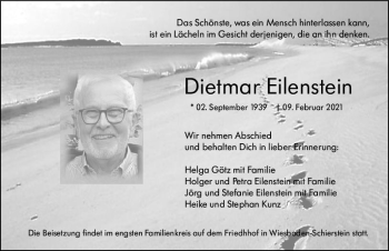 Traueranzeige von Dietmar Eilenstein von vrm-trauer