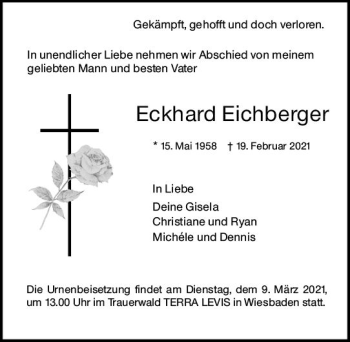 Traueranzeige von Eckhard Eichberger von vrm-trauer