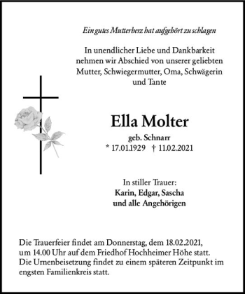Traueranzeige von Ella Matter von vrm-trauer