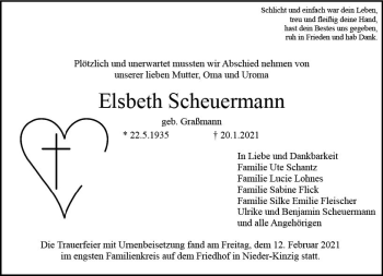 Traueranzeige von Elsbeth Scheuermann von vrm-trauer