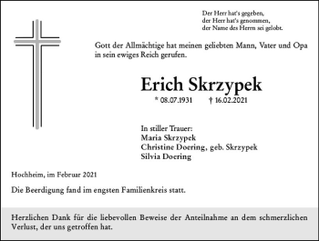 Traueranzeige von Erich Skrzypek von vrm-trauer