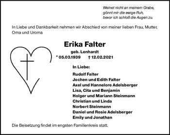 Traueranzeige von Erika Falter von vrm-trauer