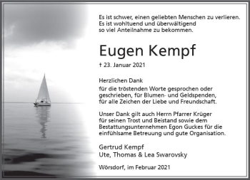 Traueranzeige von Eugen Kempf von vrm-trauer