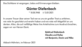 Traueranzeige von Günter Diefenbach von vrm-trauer