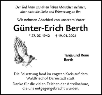 Traueranzeige von Günter-Erich Berth von vrm-trauer