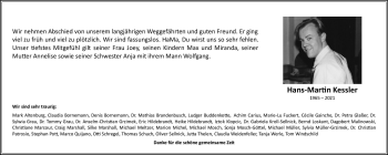 Traueranzeige von Hans-Martin Kessler von vrm-trauer